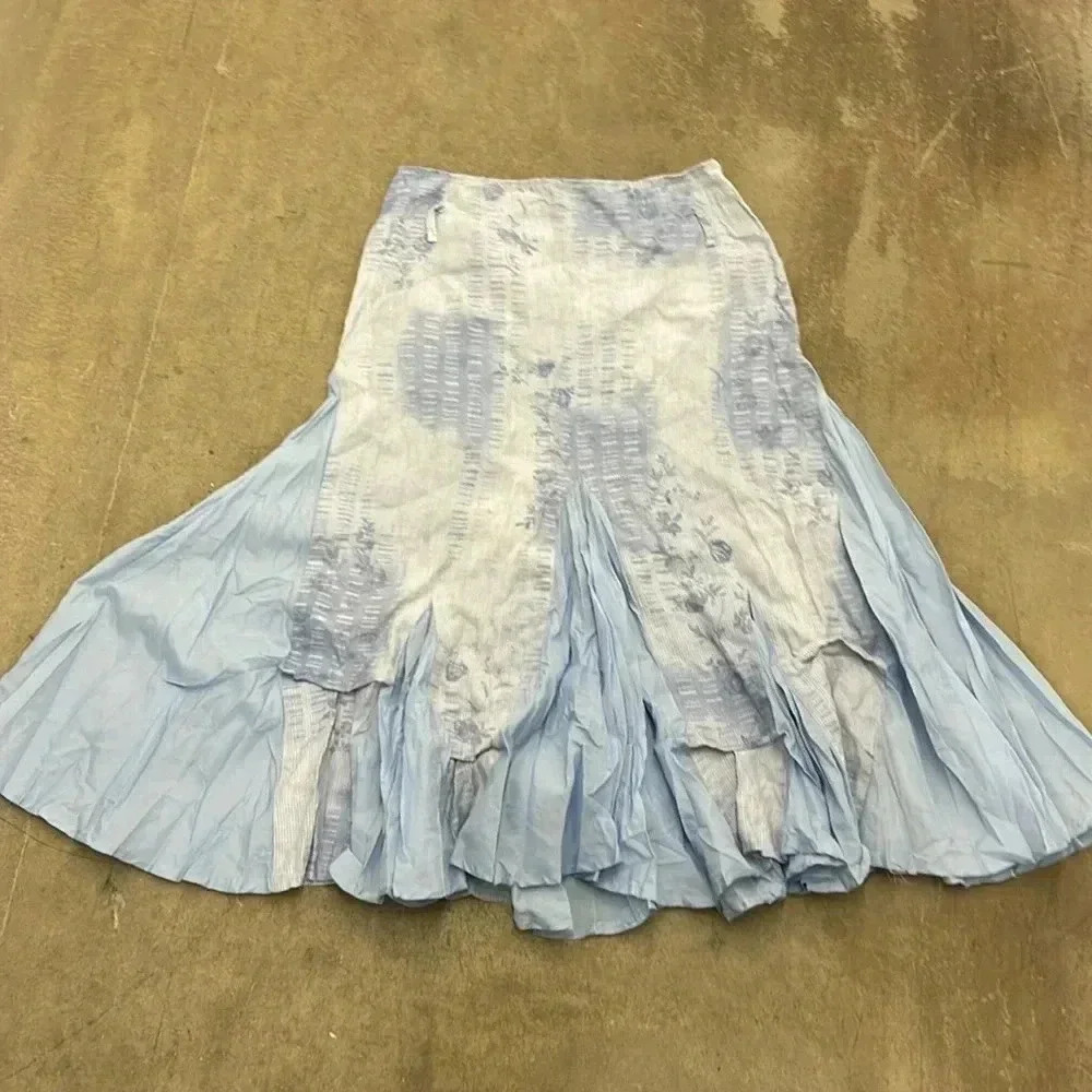 Terra  nostra linen maxi skirt boho fairy ruffled‎